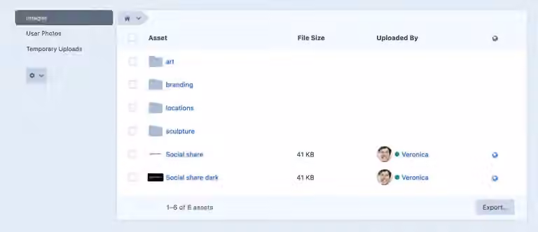 Asset index inline folders