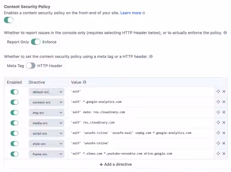 Content security policy