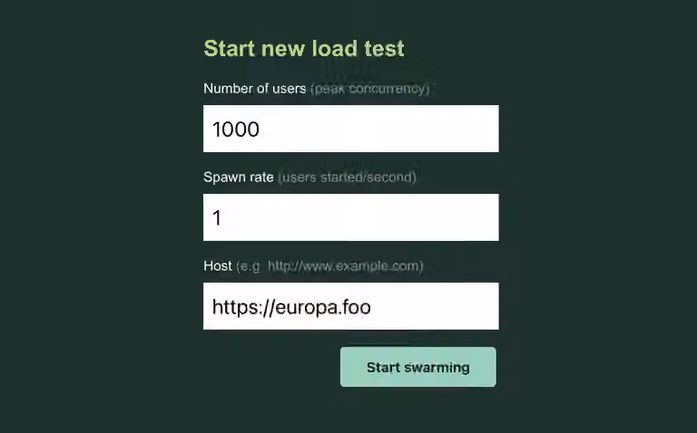 Locust test settings