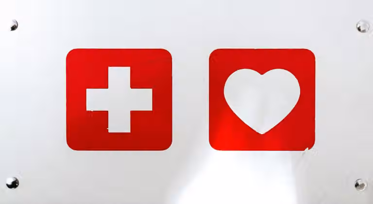 Red white cross heart