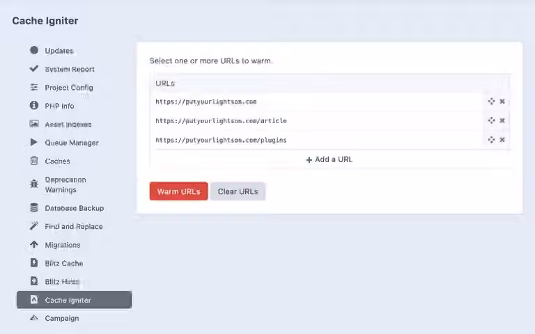Cache igniter warm utility
