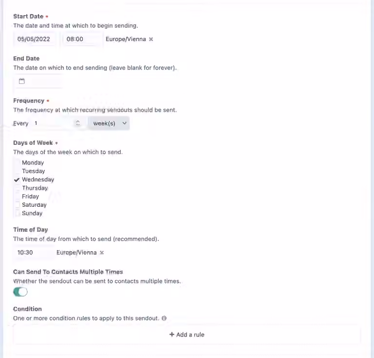Campaign recurring sendout 4 0